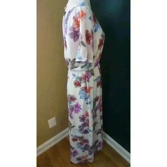 Crystal Sky White Floral Maxi V-Neck Flutter Short Sleeves Boho Dress Size 9 - Picture 9 of 15